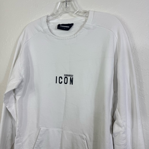 Dsquared2 icon white crewneck made in Italy size large pullover sweater - Picture 2 of 9